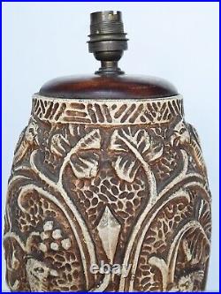 Base Lamp Terracotta Weathered Pattern Colonial Jungle Animals Art-Déco 1930