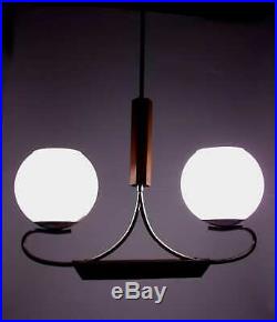 Bauhaus Chandelier 1930 Art Deco Pendant Lamp Light Fixture Ceiling Wood Glass
