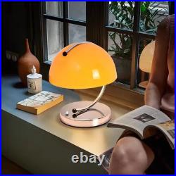 Bauhaus Orange / White Table Lamp Minimalist Art Deco Mushroom Night Light