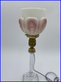 Beautiful! 1920's Art Deco Boudoir Lamp Glass Base&Pink Tulip Shade Cloth Cord