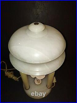 Beautiful Alabaster 1930s Art Deco Gerdago Gazebo Pixie Lamp