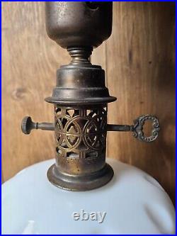 Beautiful Antique Art Deco Embossed Brass Lamp