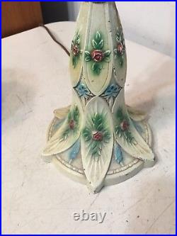 Beautiful Antique Art Deco Nouveau Boudoir Lamp Floral Motif Painted