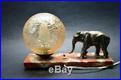 Beautiful Antique French ART DECO 1930's Lamp Marble Base with Elephant