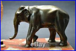 Beautiful Antique French ART DECO 1930's Lamp Marble Base with Elephant