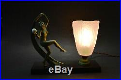 Beautiful Antique French ART DECO 1930's Lamp with Dancing Nude