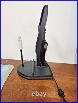 Beautiful Art Deco Dancer Peacock Frosted Lamp