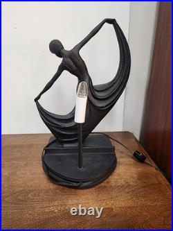 Beautiful Art Deco Dancer Peacock Frosted Lamp