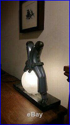Beautiful Art Deco Pierrot Lamp Aluminium / Pewter