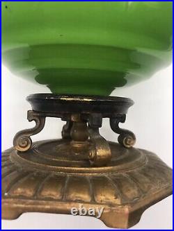 Beautiful Brass And Green Cut Crystal/glass Lamp Base. Art Deco