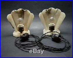 Beautiful Pair of Antique French ART DECO 1920's Alabaster Lamps