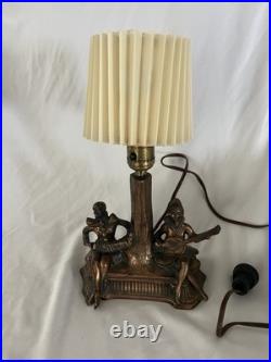Beautiful Vintage 1930's Copper Finished Musician Art Deco Lamp Working