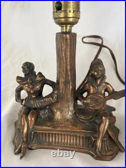 Beautiful Vintage 1930's Copper Finished Musician Art Deco Lamp Working