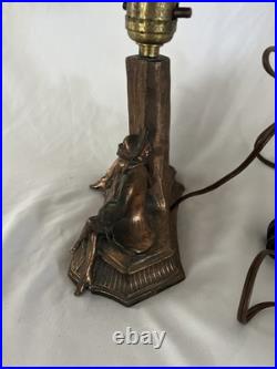 Beautiful Vintage 1930's Copper Finished Musician Art Deco Lamp Working