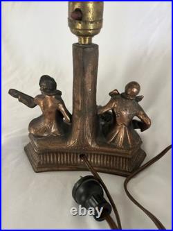 Beautiful Vintage 1930's Copper Finished Musician Art Deco Lamp Working