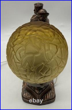 Beautiful Vintage Art Deco Sailor And Woman Accordion With Globe Lamp Working