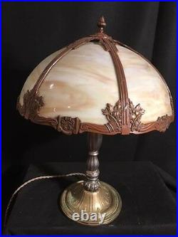 Bradley and Hubbard Art Deco/Handel Era Slag Glass Table Lamp