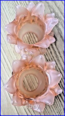 Brass 3-Stem Goose Neck Table Lamp Pink Glass Roses Nouveau Style Romance 24in