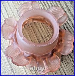 Brass 3-Stem Goose Neck Table Lamp Pink Glass Roses Nouveau Style Romance 24in