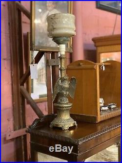 Brass Art Deco Eagle Lamp Original Glass Shade Fully Working