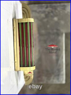 Brass Art Deco Wall Sconce Light Fixture with Glass Rods Theater Style Lamp