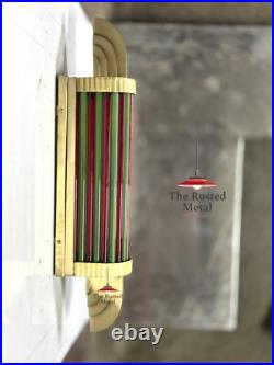 Brass Art Deco Wall Sconce Light Fixture with Glass Rods Theater Style Lamp