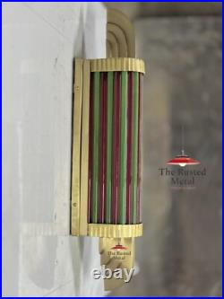 Brass Art Deco Wall Sconce Light Fixture with Glass Rods Theater Style Lamp