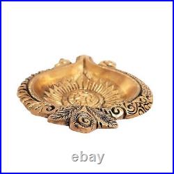 Brass Deepak Paisley Peacock Oil Diya Lamp Statue For Home Temple Decor