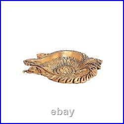 Brass Deepak Paisley Peacock Oil Diya Lamp Statue For Home Temple Decor