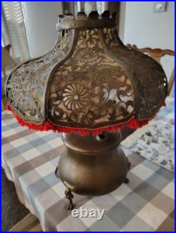 Brass Reticulated Pierced Shade Lamp Lined Old Art Deco