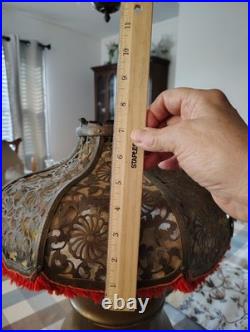 Brass Reticulated Pierced Shade Lamp Lined Old Art Deco