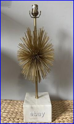 Brass Starburst Art Deco Lamp Marble Base Heavy