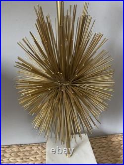Brass Starburst Art Deco Lamp Marble Base Heavy