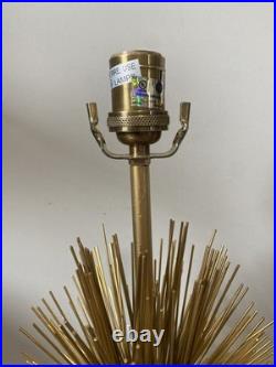 Brass Starburst Art Deco Lamp Marble Base Heavy