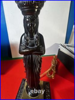 Bronze Caryatid Woman Figural Table Lamp Statue Egg&Dart Tested