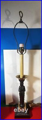 Bronze Caryatid Woman Figural Table Lamp Statue Egg&Dart Tested