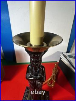 Bronze Caryatid Woman Figural Table Lamp Statue Egg&Dart Tested