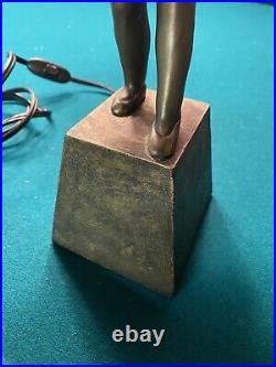 Bronzed Finish 17 Figural Ballerina Lamp With Glass Skirt Shade Art Deco Style
