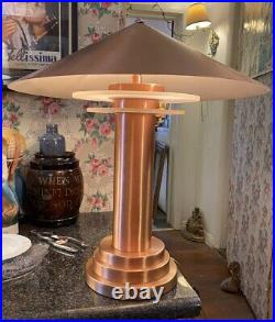 Brushed Copper Vintage Art Deco Modernist Modern Table Lamp 20tall