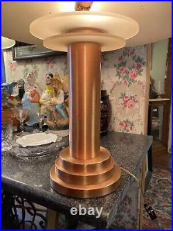 Brushed Copper Vintage Art Deco Modernist Modern Table Lamp 20tall