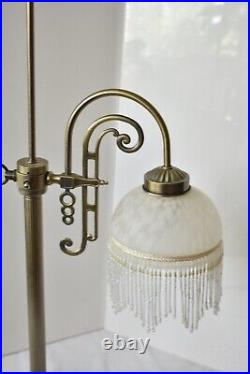 Brushed brass iron art deco bridge arm adjustable table lamp art nouveau