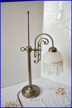 Brushed brass iron art deco bridge arm adjustable table lamp art nouveau