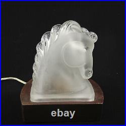 C1930's FEDERAL GLASS CO Frosted Horse Head Night Light Lamp Art Deco Bookend