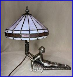 CHANDLER I Art Deco Antique Risqué Woman Bedside Table Lamp Working Light