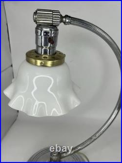 CHASE CHROME ART DECO LAMP with WHITE PETAL SHADE c. 1930'S