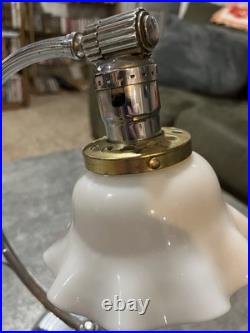 CHASE CHROME ART DECO LAMP with WHITE PETAL SHADE c. 1930'S