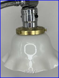 CHASE CHROME ART DECO LAMP with WHITE PETAL SHADE c. 1930'S