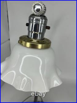 CHASE CHROME ART DECO LAMP with WHITE PETAL SHADE c. 1930'S