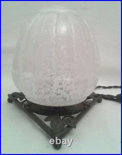 CLICHY lampe veilleuse art déco fer forgé moderniste verre 1930