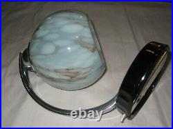 CZECH 1930s ART DECO GLASS DESK TABLE LAMP SCARCE DESIGN! WELL PRESERVED COND